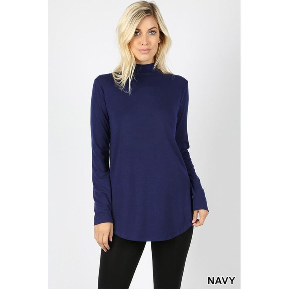 World of Leggings Premium Long Sleeve Mock Neck Round Hem Plus Size Top